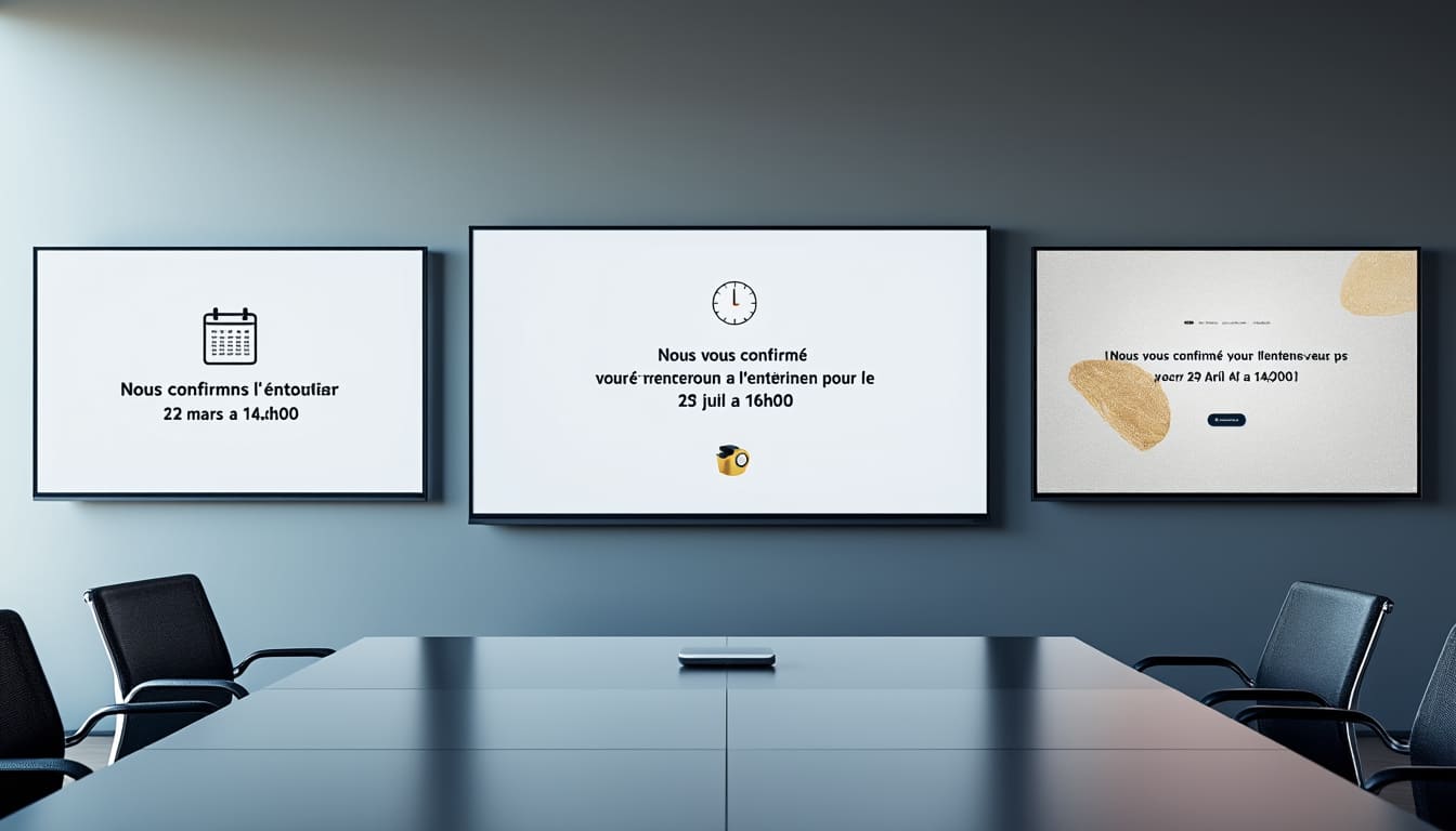 découvrez 5 exemples d'e-mails efficaces pour confirmer un rendez-vous professionnel. améliorez vos communications et assurez-vous que vos rencontres se déroulent sans accroc grâce à des modèles clairs et appropriés.